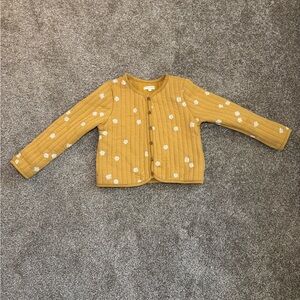 Kids Mustard Quilted Jacket with Floral Design